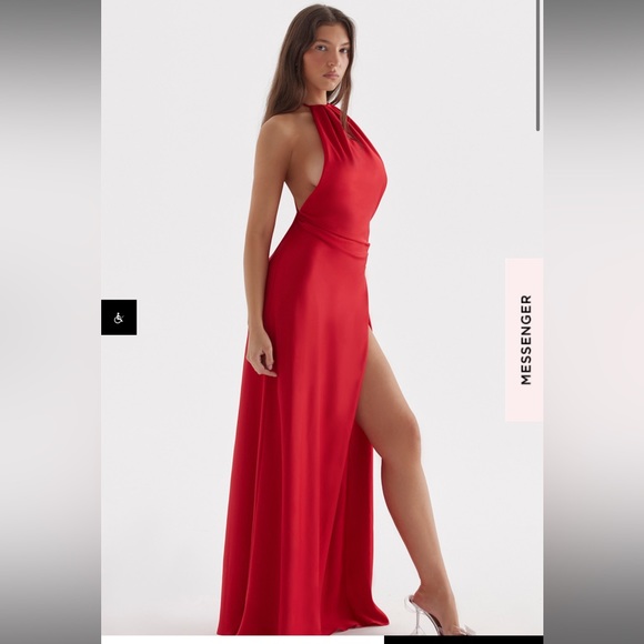 New House of CB ZANAB THIGH SLIT MAXI DRESS size small red rose - Picture 2 of 10